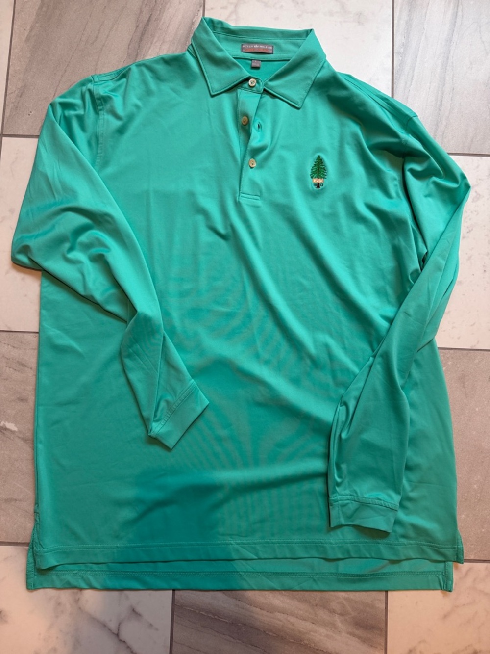 Peter Millar Turquoise Polo with Embroidered Tree - Picture 4 of 4
